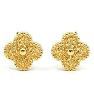 【栄】【VAN CLEEF＆ARPELS】ヴァンクリーフ＆アーペル K18YG ヴィンテージアルハンブラ ピアス ミモザ VCARO1IH00 750YG ジュエリー【中古】