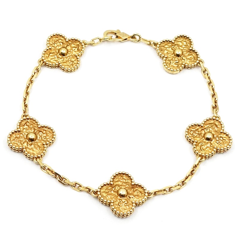 �ڱɡۡ�VAN CLEEF&ARPELS�ۥ����󥯥꡼��&�����ڥ� K18YG ������ơ�����ϥ�֥� 5������� �֥쥹��å� 750YG VCARO1IE00����š�