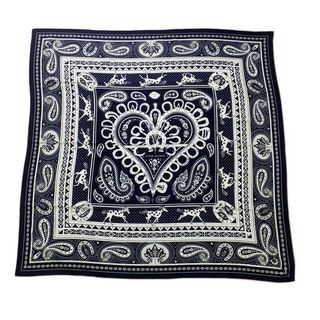 【天白】【HERMES】エルメス カレジェアン140 CHEVAL DE COEUR BANDANA シュヴァル ドゥ クール バンダナ 2025AW カシミヤシルク【新品】【未使用】【中古】
