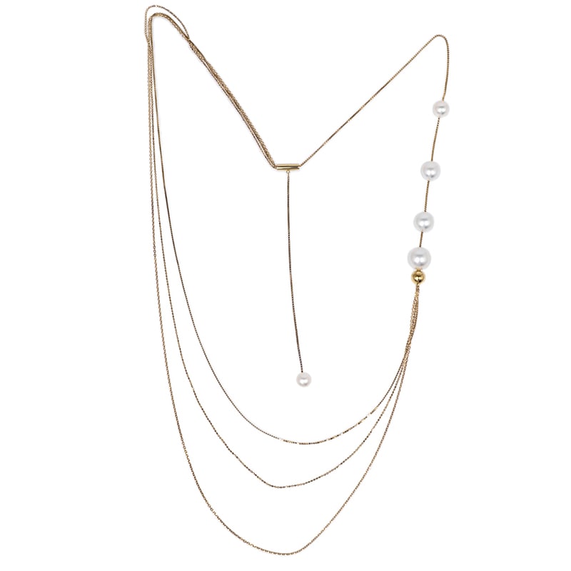 名東】【TASAKI】タサキ ロング ネックレス 3連チェーン 750YG K18