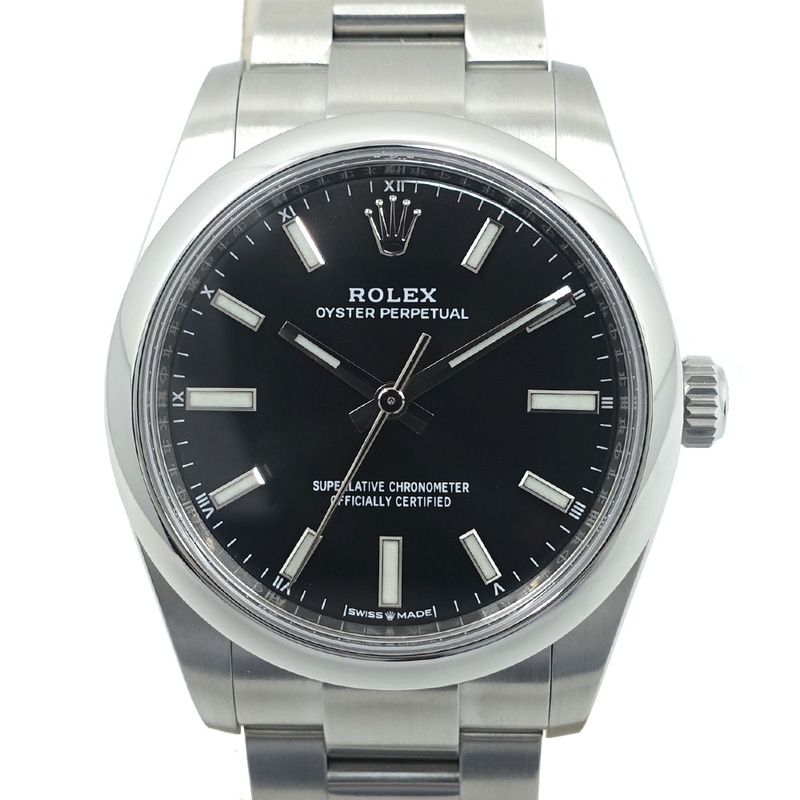 �ڱɡۡ�ROLEX�ۥ���å��� �����������ѡ��ڥ��奢�� 34mm 124200 �����ॷ�ꥢ�� SS �֥�å�ʸ���� ��ư���� ��� ���� Ȣ �ݾڽ�ڻž夲�ѡۡ���š�