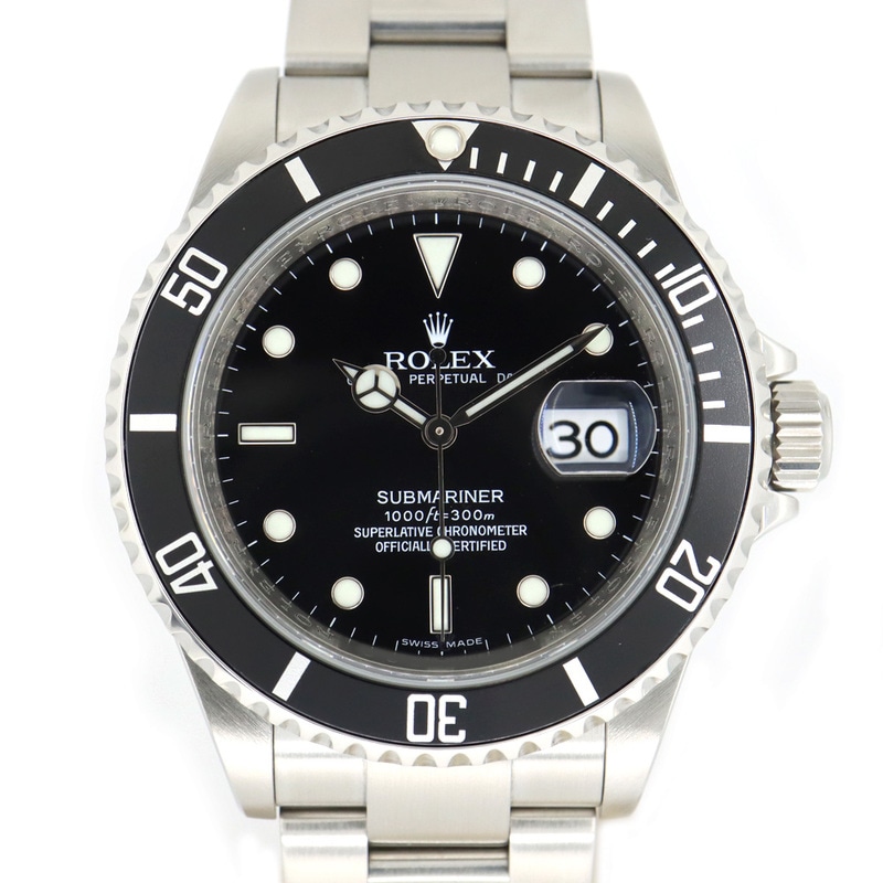 �ڱɡۡ�ROLEX�ۥ���å��� ���֥ޥ꡼�ʡ��ǥ��� 16610LN �֥�å� �ӻ��� V�� SS ��ư���� ��󥺡���š�