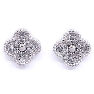 【栄】【VAN CLEEF＆ARPELS】ヴァンクリーフ＆アーペル K18WG スウィートアルハンブラ ダイヤモンド ピアス VCARO85500 750WG ジュエリー【仕上げ済】【中古】