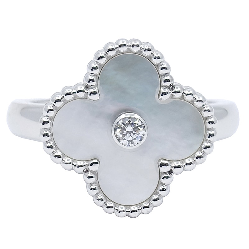 ��̾��ۡ�VAN CLEEF��ARPELS�ۥ����󥯥꡼�ա������ڥ� ��� ������ơ�������ϥ�֥� MOP #56 JP��15.5�� VCARF48900 �ۥ磻�ȥ������ Au750 ���� �ݾڽ� Ȣ�ڻž夲�ѡۡ���š�