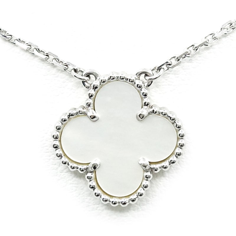 �ڱɡۡ�VAN CLEEF&ARPELS�ۥ����󥯥꡼��&�����ڥ� K18WG ������ơ�������ϥ�֥� �ͥå��쥹 MOP ��ĳ�� 750WG VCARF48700 ���奨�꡼����š�