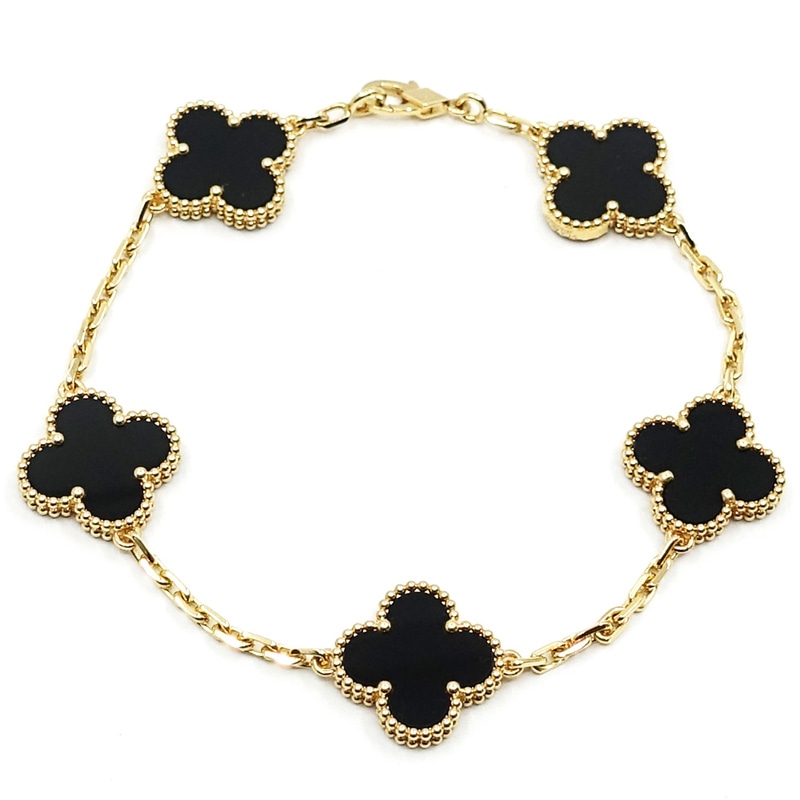 �ڱɡۡ�VAN CLEEF&ARPELS�ۥ����󥯥꡼��&�����ڥ� K18YG ������ơ�����ϥ�֥� 5������� �֥쥹��å� ���˥��� 750YG VCARA41300����š�