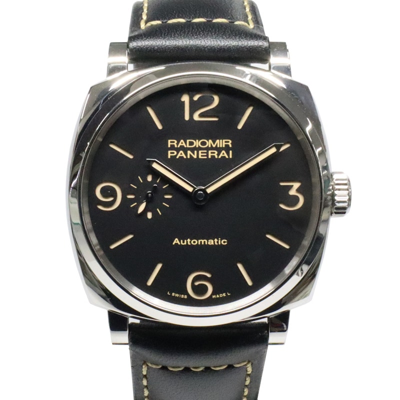 ��̾�Ų��ۡ�PANERAI�ۥѥͥ饤 �饸���ߡ���1940 3Days 45MM PAM00572 Q�� �֥�å� SS �쥶�� ��ư�� ����ӻ��� �ˡ���š�