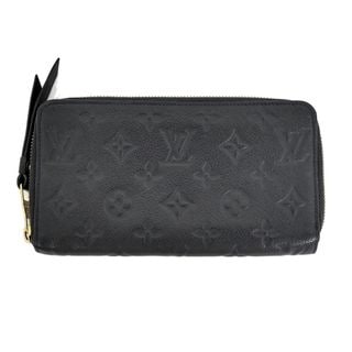 【名東】【LOUIS VUITTON】ルイヴィトン ポルトフォイユ スクレットロン M93435 ブラック 黒 モノグラム・アンプラント 長財布 レザー ラウンドファスナー メンズ レディース【中古】