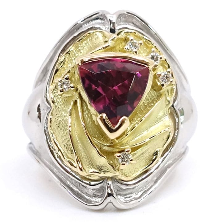 �ڱɡۡڥ�����ۡ�JEWELRY�ۥ��奨�꡼ ��� ���� �ԥ󥯥ȥ�ޥ�� 1.64ct ��������� 0.06ct K18YG Pt900 ��16.8g 14�� ��ǥ���������š�