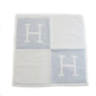 【天白】【HERMES】エルメス カレタオル アヴァロン H102192M 03 ブルー・グラシエ ハンドタオル 服飾 箱 小物【中古】