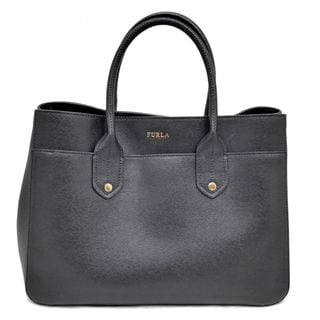 【名東】【FURLA】フルラ トートバッグ ブラック 黒 レザー 本革 ハンドバッグ レディース【中古】