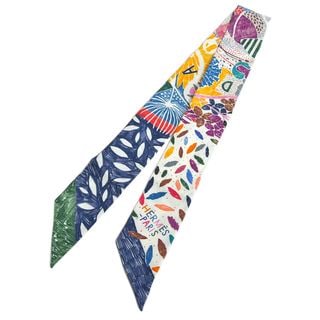 【名古屋】【HERMES】エルメス ツイリー それぞれの巣作り Chacun fait son nid シルク マルチカラー 手書き風【中古】