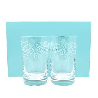 【名東】【TIFFANY】ティファニー ペアグラス セット クリスタルガラス 透明 クリアカラー 住まい インテリア ブランド食器 コレクション 未使用長期保管品 箱【中古】