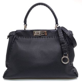 �ڱɡۡ�FENDI�ۥե���ǥ� �ԡ����֡� �ߥǥ����� ����ꥢ �ϥ�ɥХå� 2WAY 8BN226 �쥶�� �֥�å� ����С���� ��ǥ����� ���� ��¸�ޡ���š�