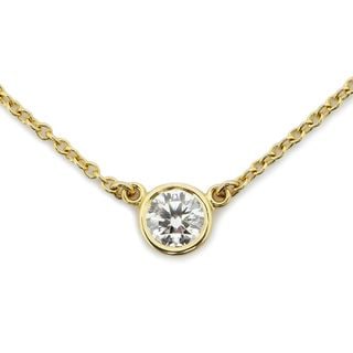 ��̾��ۡ�TIFFANY�ۥƥ��ե��ˡ� �Х����䡼�� ���󥰥� ��������� �ڥ����� �ͥå��쥹 ������ 0.24ct ����� 750 YG K18 ��Ĺ��40cm ��1.9g ��ǥ���������š�
