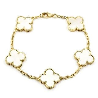 �ڱɡۡ�VAN CLEEF&ARPELS�ۥ����󥯥꡼�ա������ڥ� K18YG ������ơ�������ϥ�֥� 5������� �֥쥹��å� MOP ��ĳ�� 750YG ��ǥ���������š�
