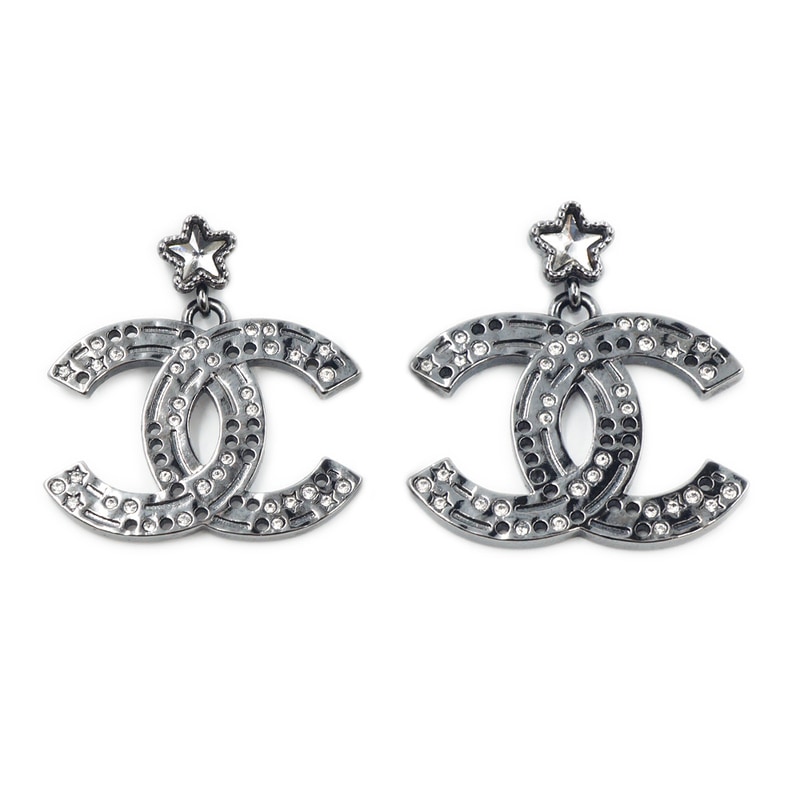 栄】【CHANEL】シャネル ピアス ココマーク スター シルバー メタル