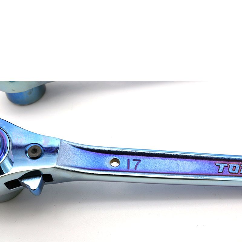 結玉 青 TOP 両口ラチェットレンチ 17×21 イオンプレーティング青色 限定色