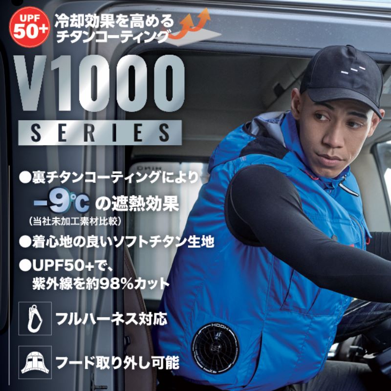 HOOH 空調服 快適ウェア サイドファン半袖フードジャケット V1217 熱中