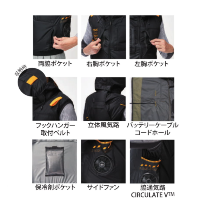 空調服 空調風神服 The-tough チタンフードベスト 7700