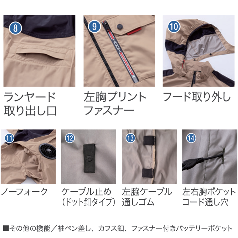 HOOH 空調服 快適ウェア ミドルファン長袖フードジャケット V1122 熱中