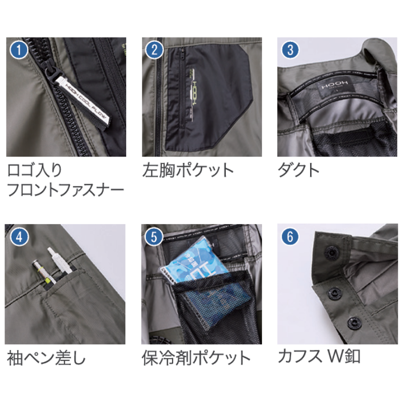 HOOH 空調服 快適ウェア ミドルファン長袖ジャケット V1102 熱中症対策