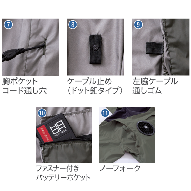 HOOH 空調服 快適ウェア ミドルファン長袖ジャケット V1102 熱中症対策