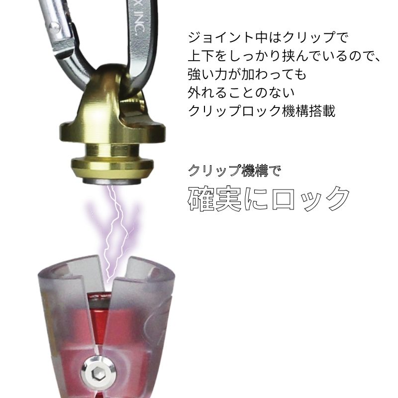 クリップ機構で確実にロックする強力ジョイント