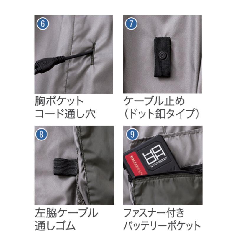HOOH 空調服 快適ウェア ミドルファンベスト V1109 熱中症対策 空調