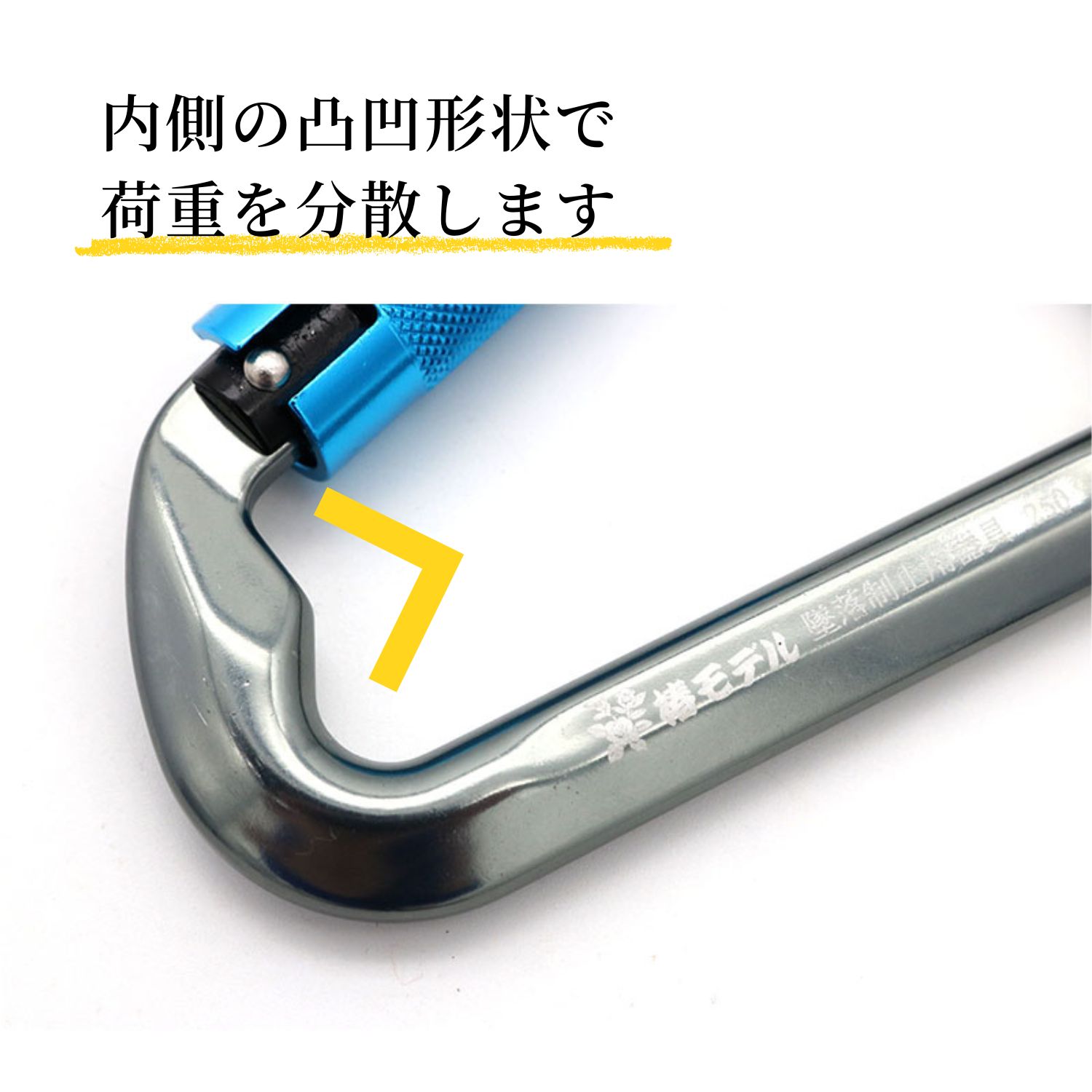 椿モデル アルミカラビナツイストロック ガンメタ/青 TC-7 30kN 変D型