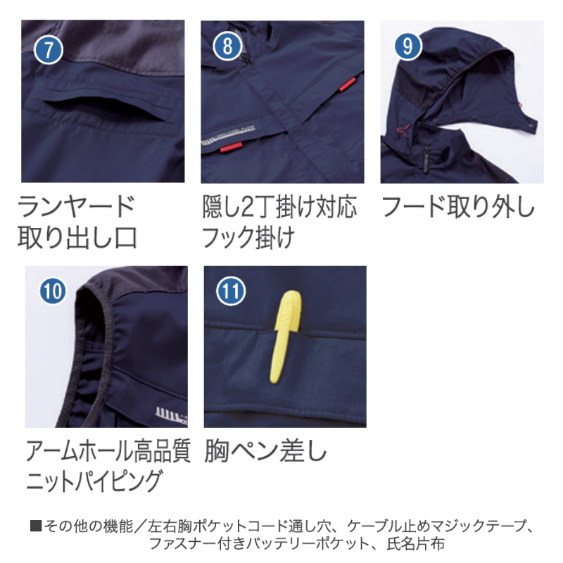 HOOH V2519 サイドファンフードベスト 快適ウェア 空調服 フルハーネス