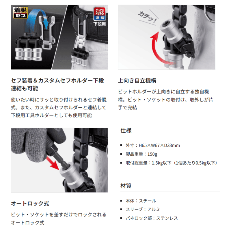 Tajima タジマ セフ工具ホルダー ビットホルダー 3連 SFKHI-BH3