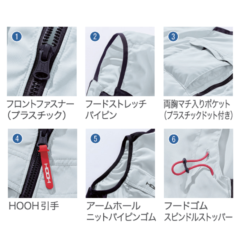 HOOH V8819 サイドファンフードベスト 快適ウェア 空調服 フルハーネス