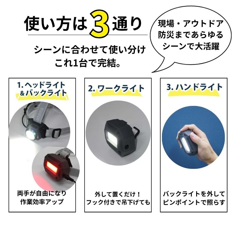 コンテック Gatera マルチヘッドライト 3in1｜最大450lm・ヘッドライト