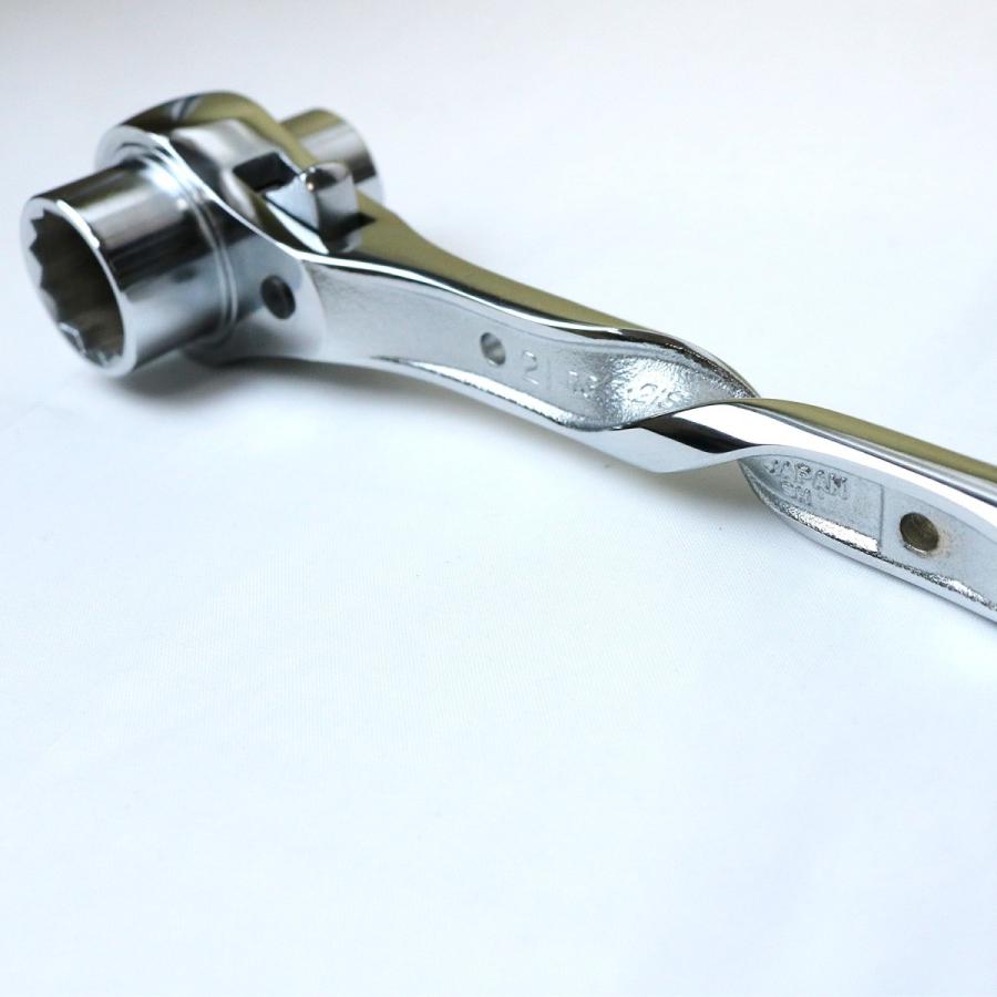 TOP 総磨きラチェットレンチ ツイストタイプ 17×21mm 短曲り 日本製
