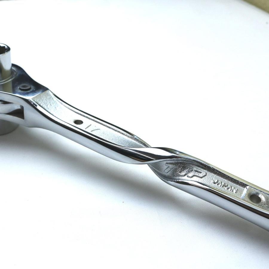 TOP 総磨きラチェットレンチ ツイストタイプ 17×21mm 長曲り 日本製