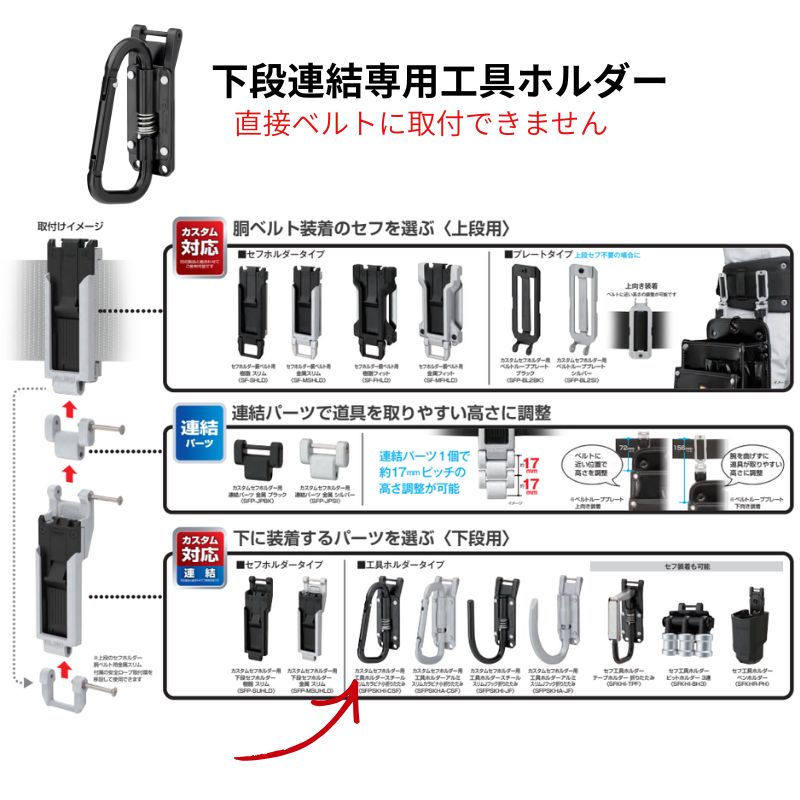 タジマ カスタムセフホルダー用工具ホルダースチールスリムカラビナ小
