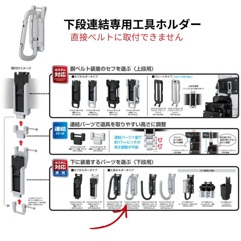 タジマ カスタムセフホルダー用工具ホルダーアルミスリムカラビナ小