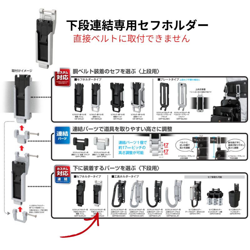 タジマ カスタムセフホルダー用下段セフホルダー金属スリムは下段連結