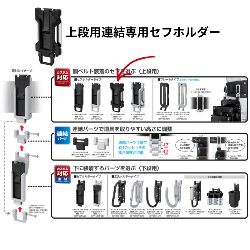 タジマ セフホルダー胴ベルト用金属フィット