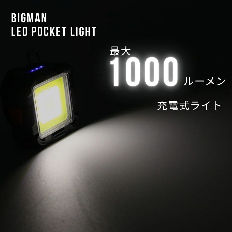 ビックマン LEDミニミニポケットライト充電式キューブ 1000ルーメン