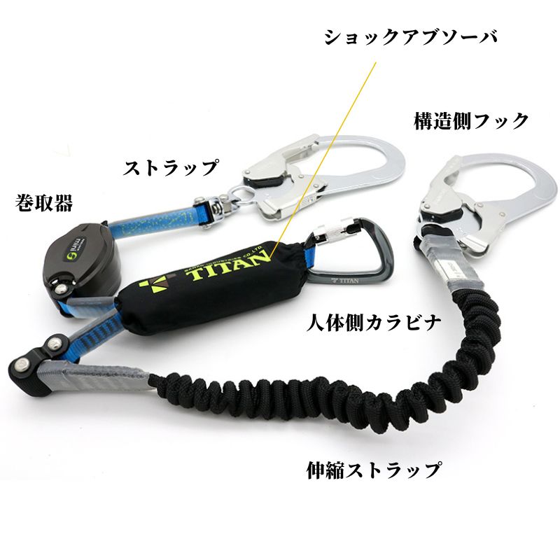 タイタン ダブルランヤード 巻取りタイプ1ランヤードダブル HL-HSZW