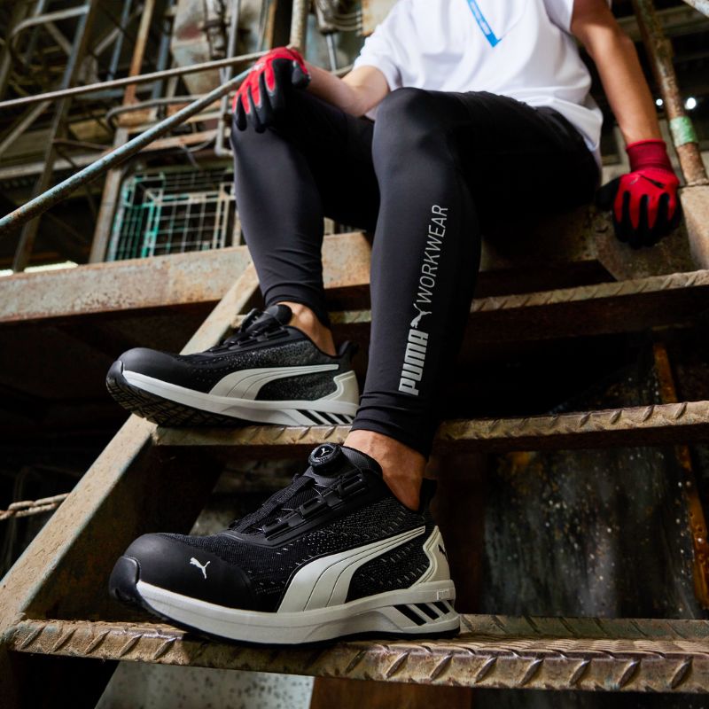 PUMA 安全靴　ブラック/ホワイト PUMA SAFETY 安全靴 GLIDW LOW DISC No.64.409.0ブラック×ホワイト