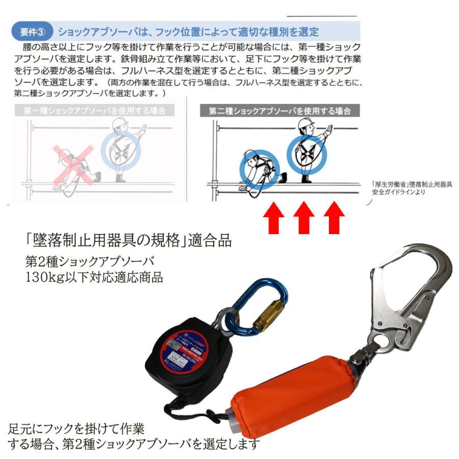 椿モデル ランヤード 130kg対応 リール式 タイプ2 ロック機能付き LRR1