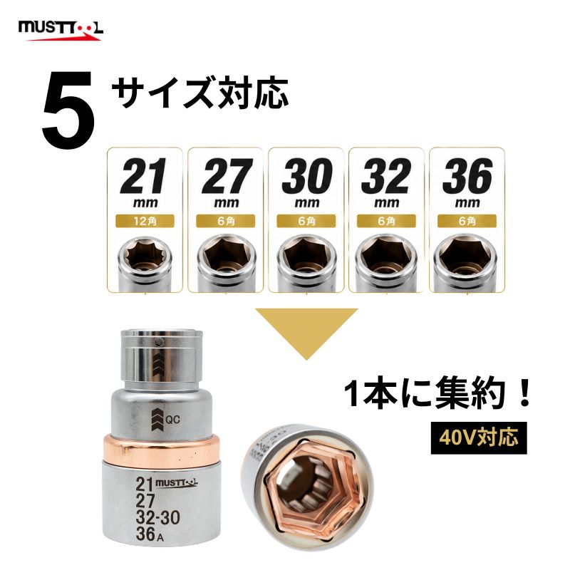 マストツール QCソケット 5サイズ IM-4W5SI-6K 21・27・30・32・36mm