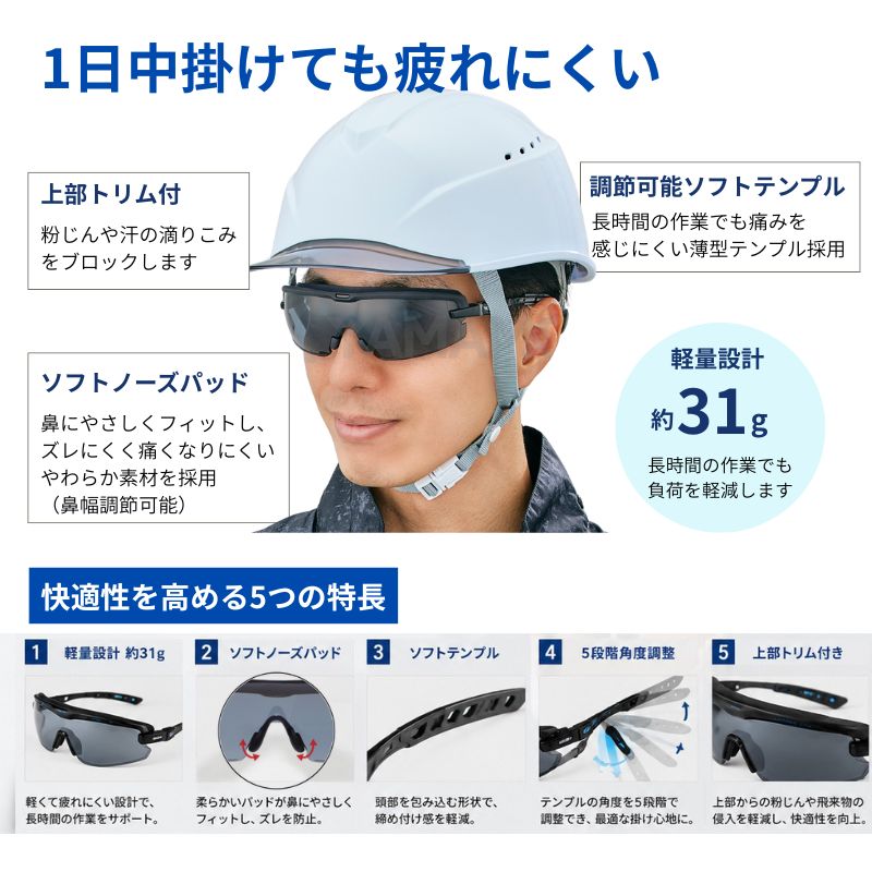 山本光学 保護メガネ SN-610 SMK PAF スモーク 曇り止め JIS規格 屋外
