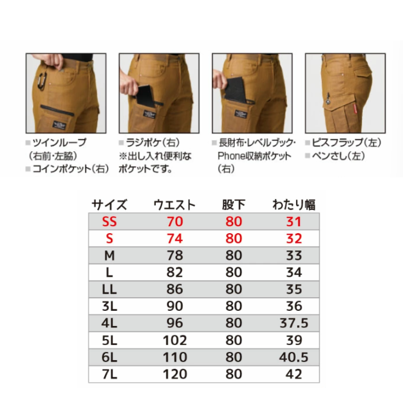 BURTLE バートル 1802 カーゴパンツ 作業着｜職人さん応援団 蕨上田