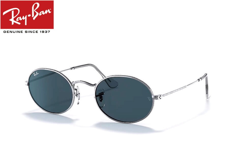 美品 RayBan レイバン RB3150 オーバルシェイプ グレー ブルー