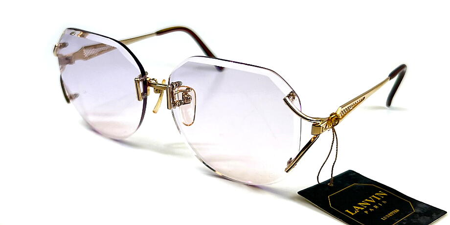 ヴィンテージ 婦人 フチなしサングラス LANVIN PARIS ランバン 30-692-2B 60mm ファセット 日本製 展示処分品 パープルグラデーション