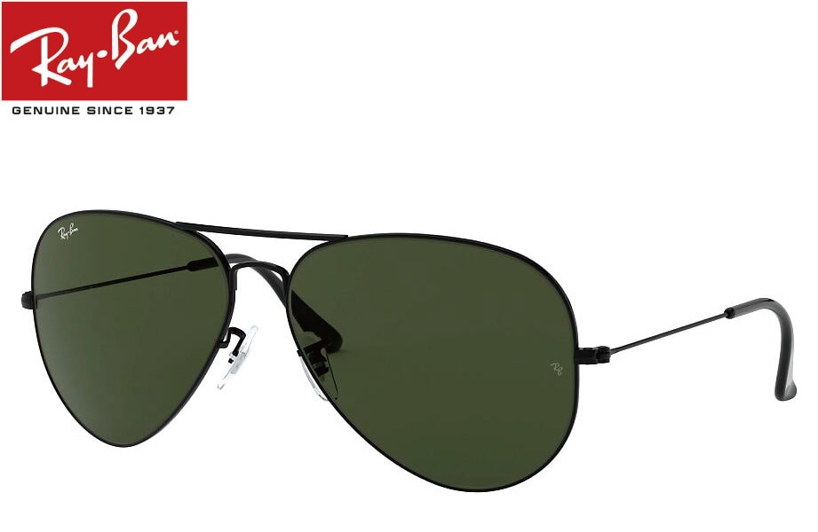 美品 RB3026 AVIATOR LARGE L Ⅱ L2821 AVIATOR LARGE METAL II Sunglasses in Black and G-15 Green - RB3026
